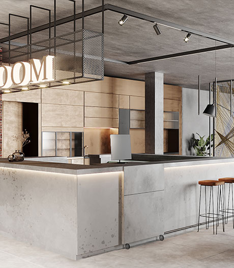 Rendering Rezeption Hotel Loom