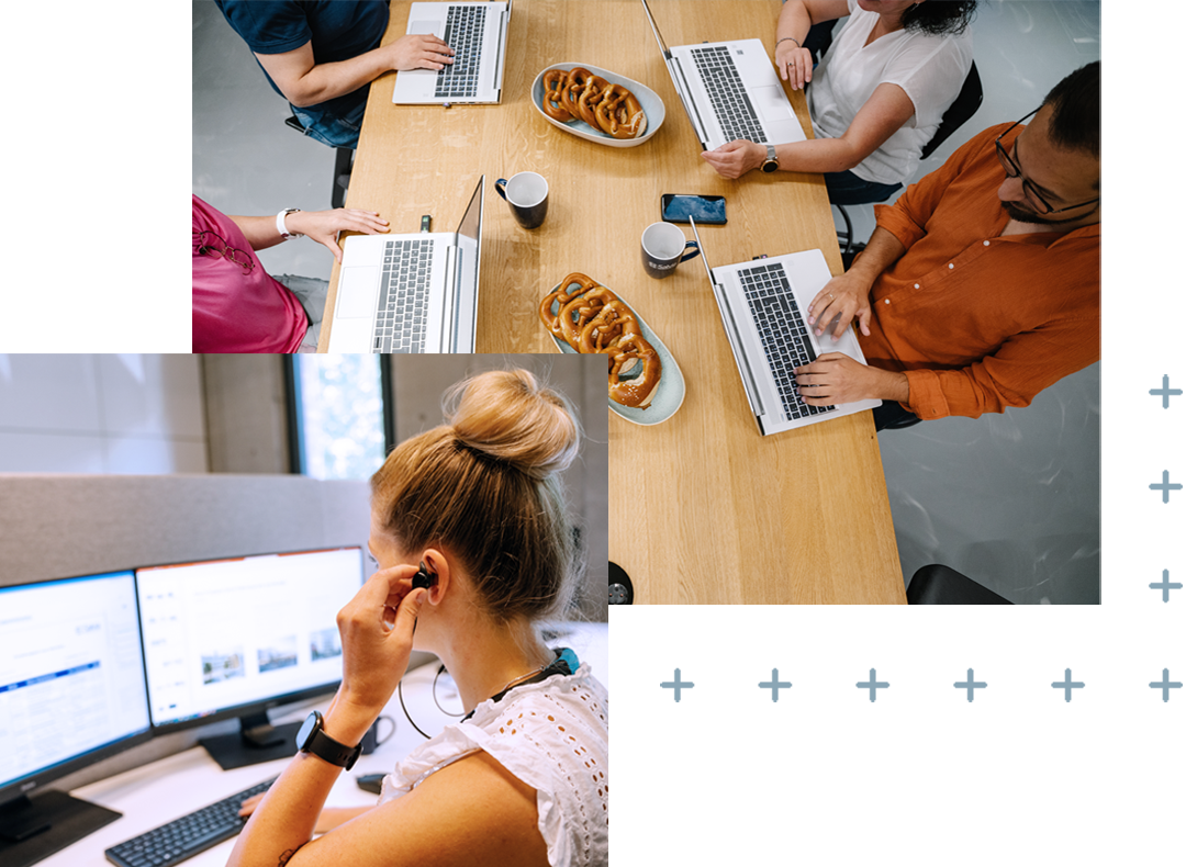 Telefonierende und Arbeitende Personen